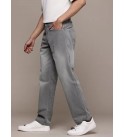 Men Straight Fit Mid Rise Grey Jeans
