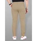 Men Slim Fit Khaki Lycra Blend Trousers