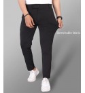 Men Slim Fit Black Lycra Blend Trousers