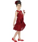 Girls Midi/Knee Length Casual Dress  (Maroon, Sleeveless)