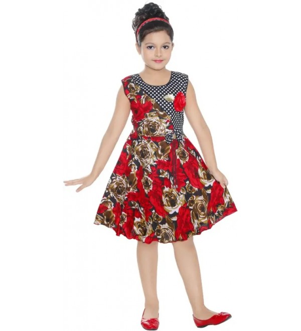 Minnie Girls Midi/Knee Length Casual Dress  (Multicolor, Sleeveless)
