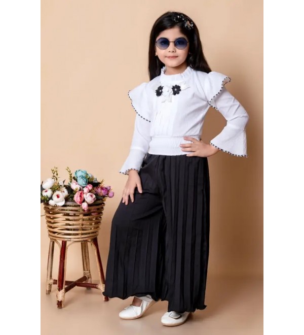 Girls Party(Festive) Top Pyjama  (Black)