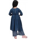 Girls Midi/Knee Length Casual Dress  (Blue, 3/4 Sleeve)