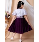 Girls Below Knee Festive/Wedding Dress  (Purple, Fashion Sleeve)