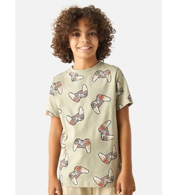 Boys Printed Pure Cotton Regular T Shirt