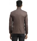 Men Checkered Single Breasted Casual Blazer  (Brown)