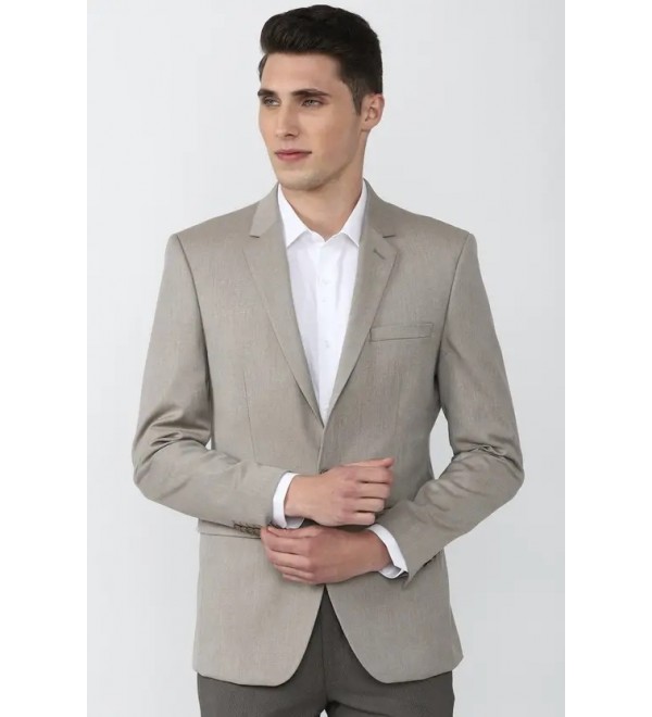 Men Solid Single Breasted Formal Blazer  (Grey)