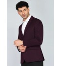 Men Striped Tuxedo Style Formal Blazer  (Maroon)