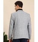 Men Checkered Single Breasted Formal Blazer  (Grey)