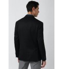 Men Solid Single Breasted Casual Blazer  (Black)