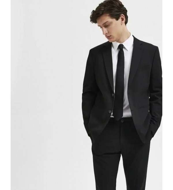 Single Breasted Men Blazer  (Black)