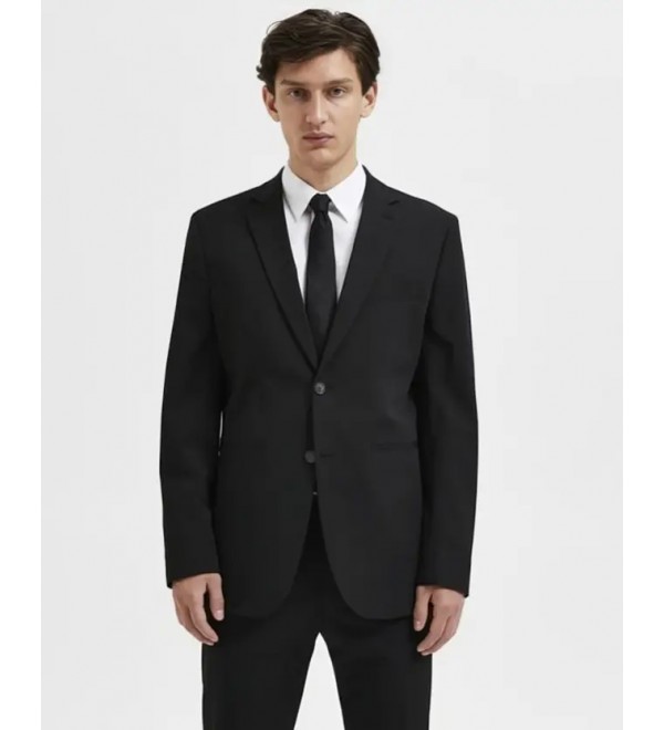 Single Breasted Men Blazer  (Black)