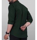 Men Regular Fit Solid Mandarin Collar Casual Shirt