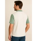 Men Checkered Zip Neck Cotton Blend White, Light Green T-Shirt