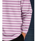 Men Striped Round Neck Polyester Pink T-Shirt