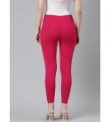 TWIN BIRDS Mid-Calf Length Western Wear Legging  (Pink, Solid)