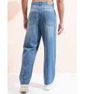 Men Straight Fit Mid Rise Light Blue Jeans