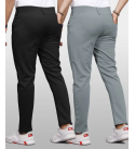 Pack of 2 Men Regular Fit Black, Grey Lycra Blend Trousers