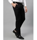 Men Regular Fit Black Cotton Blend Trousers