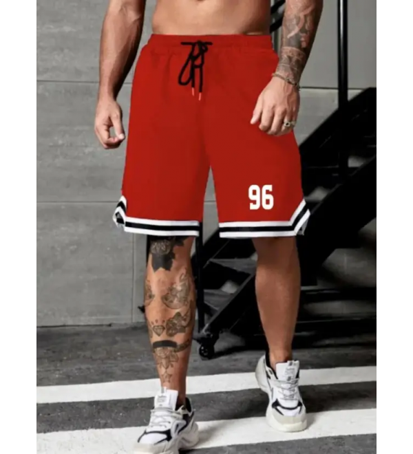 Solid Men Red Sports Shorts