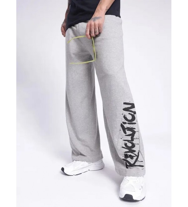 Men Washed Grey Track Pants