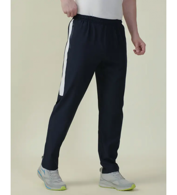 Men Striped Blue Track Pants