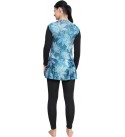 JMT Wear  One Piece Zip Front Rash Guard Full Body Long Sleeve Swimming Costume Swimwear Floral Print Women Swim-dress Blue Swimsuit
