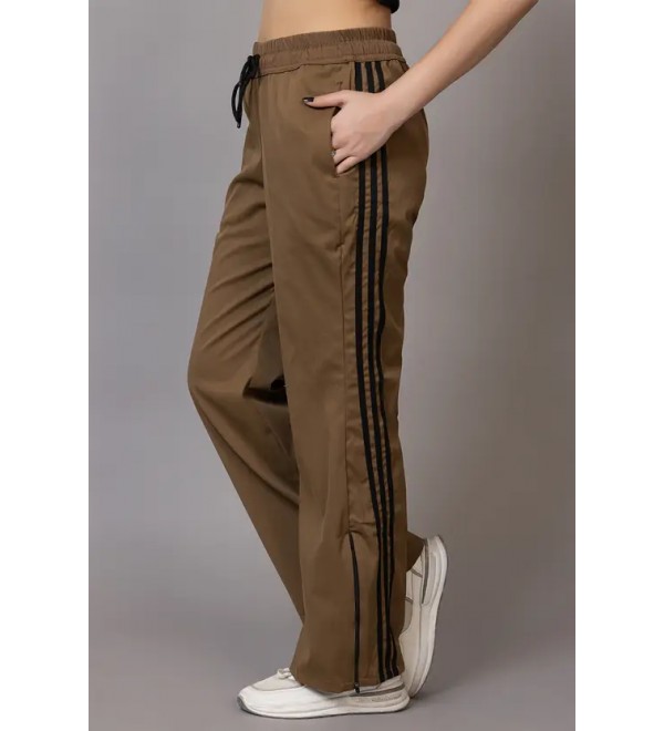 Women Solid Brown Track Pants
