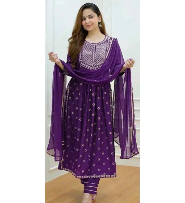 Embroidered Kurta, Trouser/Pant & Dupatta Set