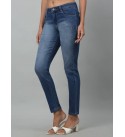 Women Skinny Mid Rise Blue Jeans