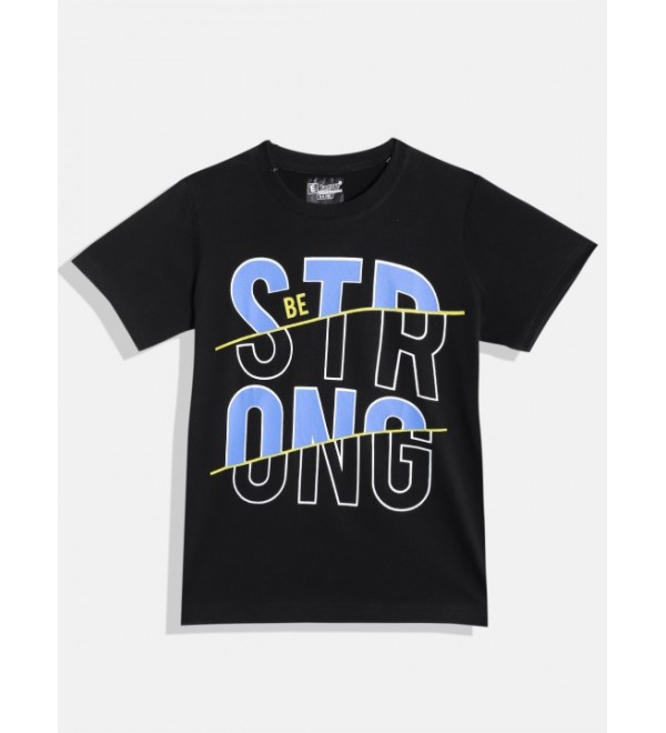 Boys Pure Cotton Typography Printed T-shirt