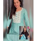  Libas Women Blue Yoke Design Thread Work Kurta