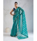 Embroidered Bollywood Tissue Saree  (Blue)