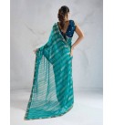 Embroidered Bollywood Tissue Saree  (Blue)