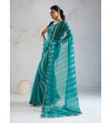 Embroidered Bollywood Tissue Saree  (Blue)