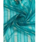 Embroidered Bollywood Tissue Saree  (Blue)