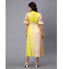 Women Fit and Flare Light Green, Beige, White Midi/Calf Length Dress