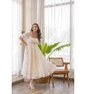 Women Fit and Flare White Maxi/Full Length Dress