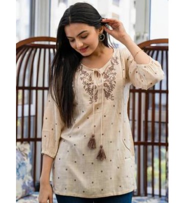 Party Regular Sleeves Embroidered Women White Top