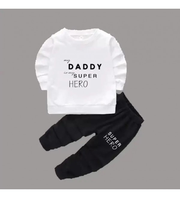 Baby Boys Casual T-shirt Pyjama  (White)