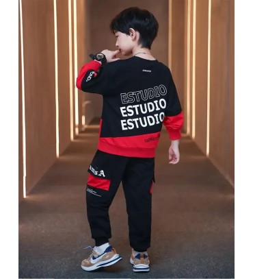 Baby Boys Casual T-shirt Track Pants  (Red)