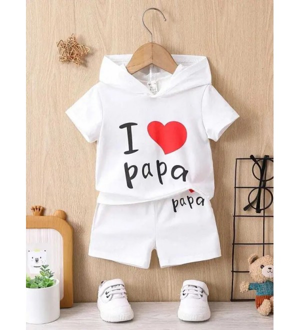 Boys Casual T-shirt Shorts  (white)