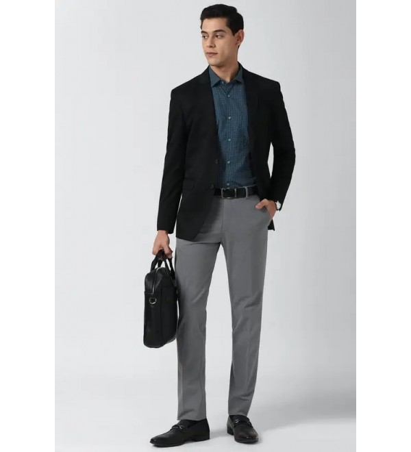 Men Solid Single Breasted Casual Blazer  (Black)