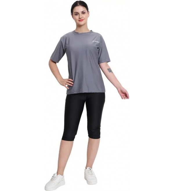 Two Piece Bathing Suit Swimsuit Swimwear Swimming Costume For Women Girls Solid Women Swim-dress Grey Swimsuit