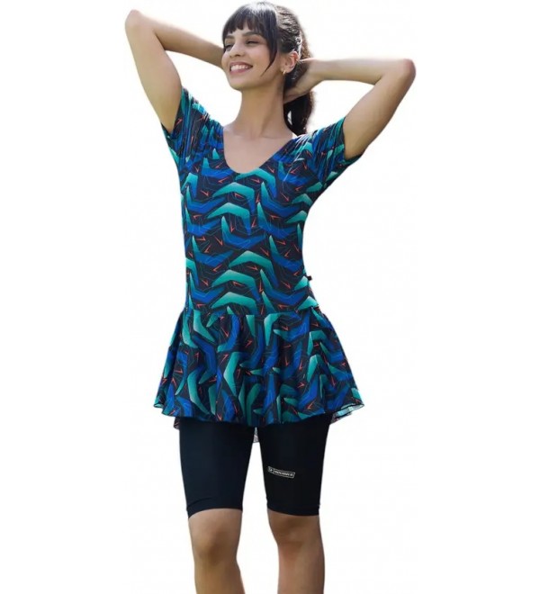 One Piece Printed Swimming Costume For Women swimming suit for women Polka Print Women Swim-dress Blue, White Swimsuit