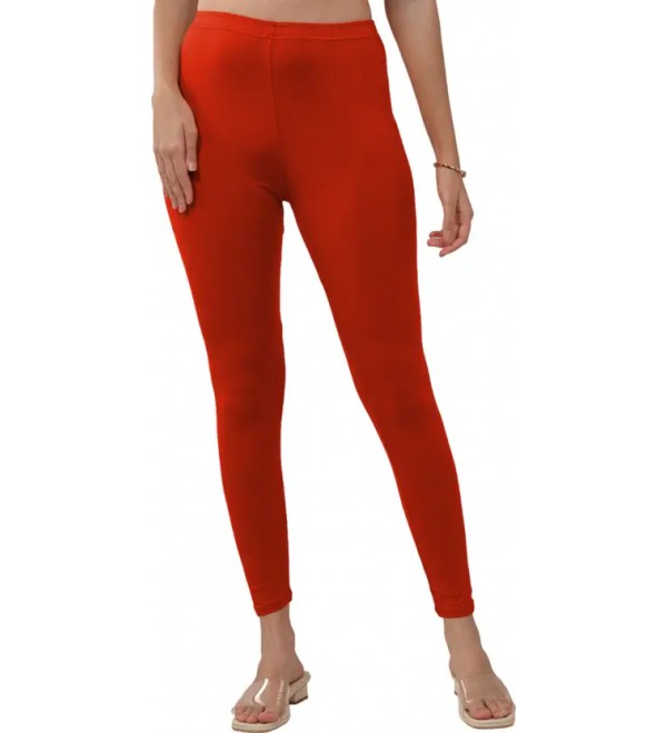 Lyra Ankle Length Ethnic Wear Legging  (Red, Solid)