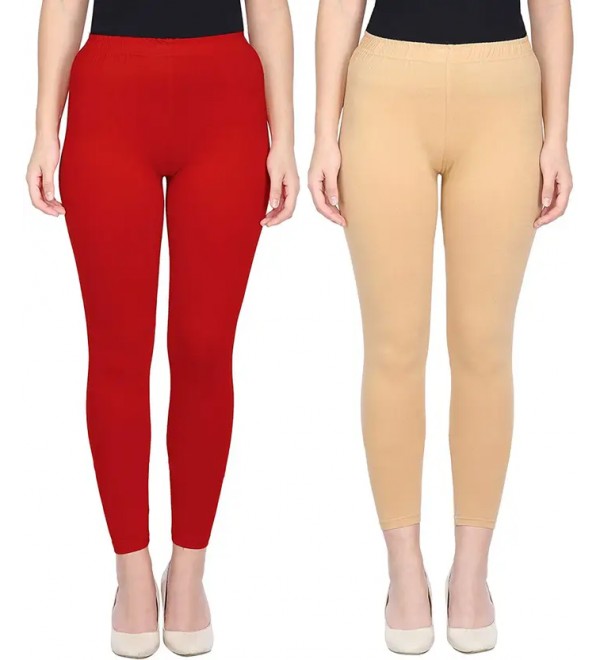Errish Enterprises Ankle Length Western Wear Legging  (Red, Beige, Solid)