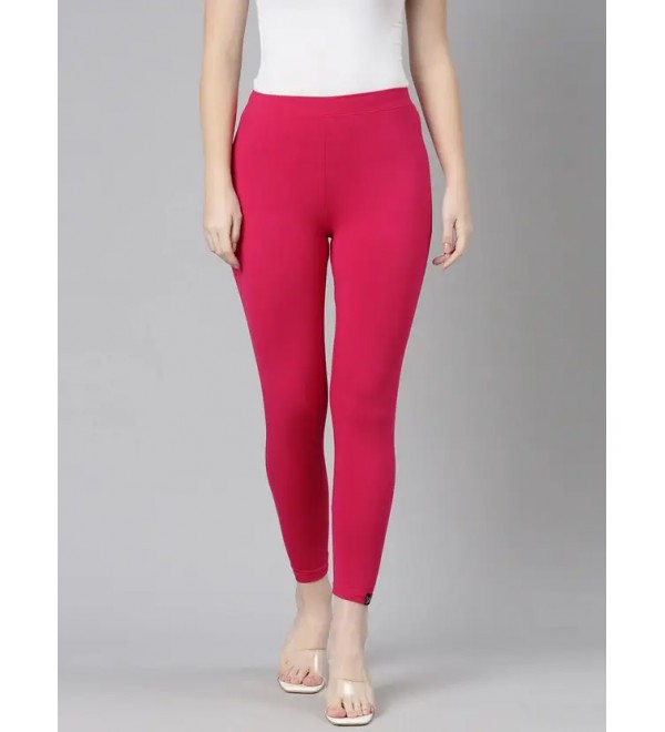 TWIN BIRDS Mid-Calf Length Western Wear Legging  (Pink, Solid)