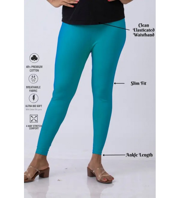 Lady Luxe Ankle Length Ethnic Wear Legging  (Blue, Solid)