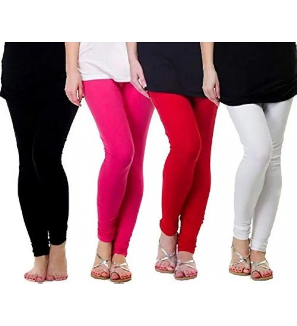 MIKRAM Churidar Western Wear Legging  (Black, Pink, Red, White, Solid)